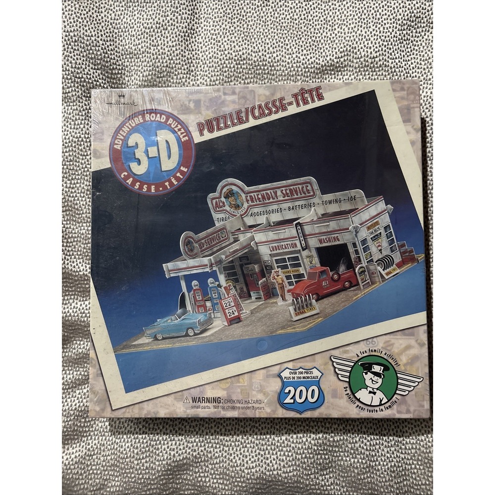 VINTAGE SEALED Hallmark 3-D Adventure Jigsaw Puzzle Al's Friendly Gas Station